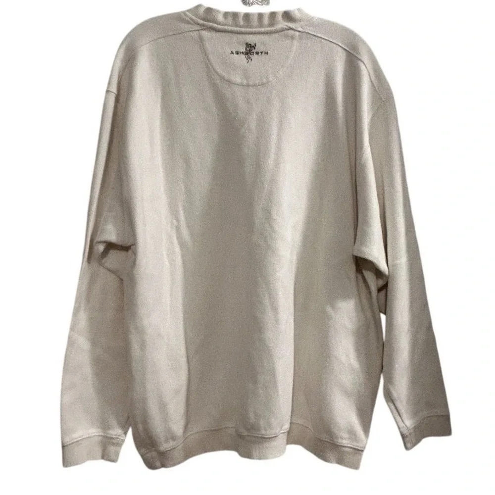 Ashworth Men's V-Neck Golf Pullover Sweater Beige Size L‎ Side Pockets